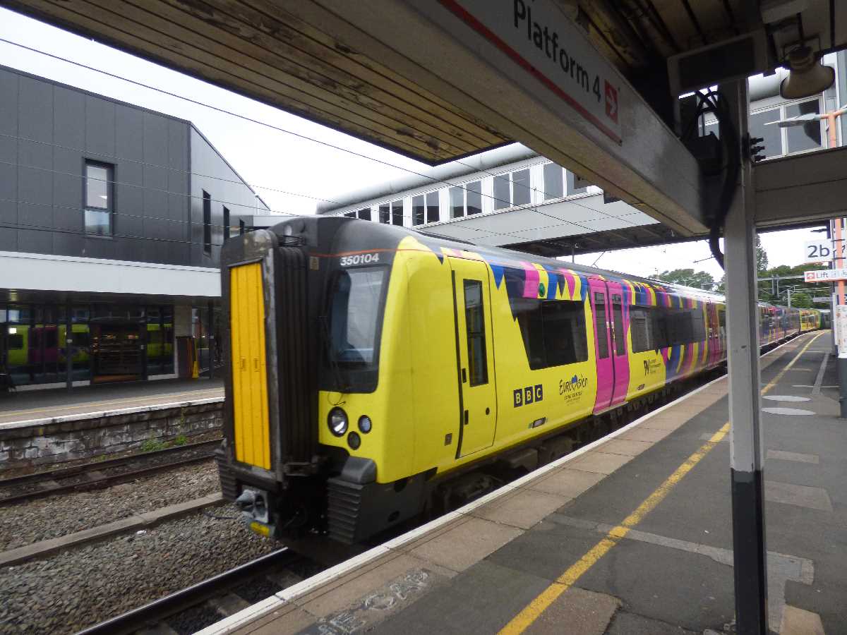 Eurovision Liverpool 2023 - London Northwestern Railway 350104 between Wolverhampton and Birmingham New Street