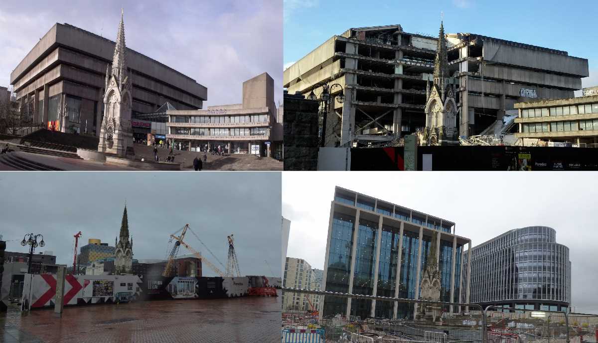 Chamberlain Square from Birmingham Central Library in 2010 to Paradise Birmingham in 2020
